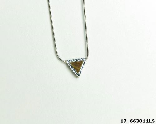 Deer antler triangle necklace with Swarovski Crystals and surgical steel chainlet