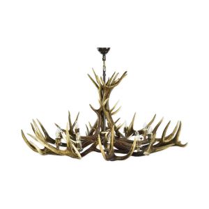 Deer antler chandelier with 10 candle lamps, diam. 120x75 cm