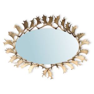 Fallow deer antler oval mirror ARTURE 118812 oval 230 x 150 cms