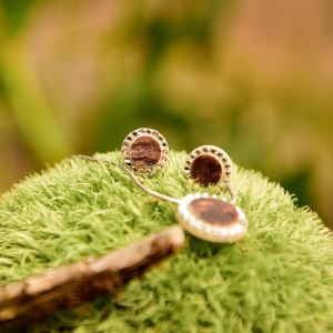 Earrings round with white rhinestones