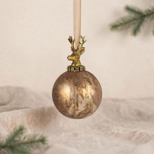 Glass decoration ball with deer, antique brown Glass decoration ball with deer, antique brown