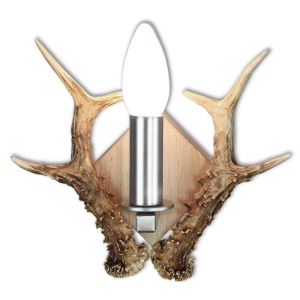 Roe buck wall lamp with 1 stainless candle bulb