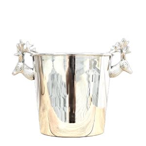 Silvered brass pail for cooling wine 23 cm