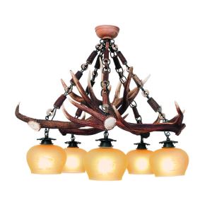 Deer antler chandelier with 5 lamps smaller