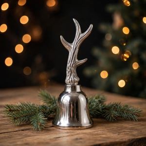 Stříbrný hliníkový zvoneček paroh 20 cm