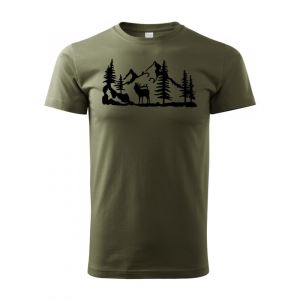 Cotton T-shirt with print - deer in the forest