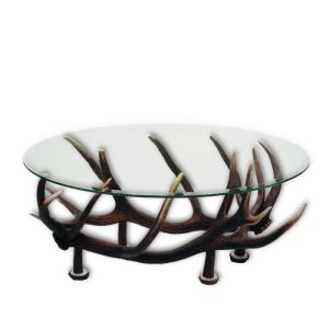 Coffee table oval of pair antlers
