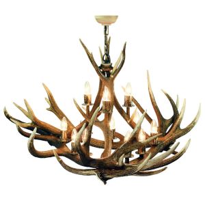 Chandelier of maxi deer antlers with 12 candle lamps
