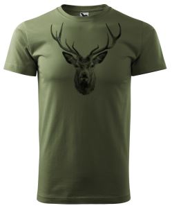 Bavlněné triko s černým potiskem hlavy jelena, vel. 3XL