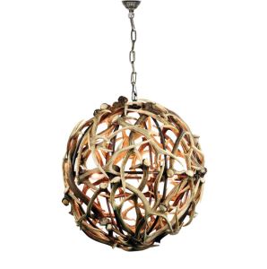 Sika deer antler chandelier ARTURE globe 8x E14 socket