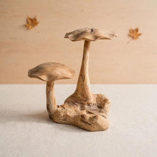 Wooden decoration mushroom couple