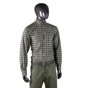 Men's flannel shirt DR, dark green check, size 38