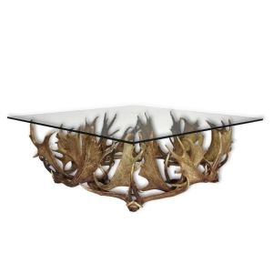 Squere coffee table of fallow deer antlers