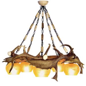 Fallow deer antler chandelier smaller circle with 5 lamps
