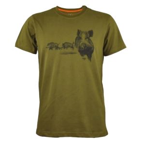 Men's khaki T-shirt with game print, size L
