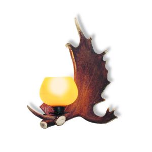 Smaller fallow deer wall lamp, cognac wood