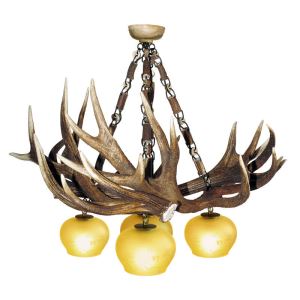 Deer antler chandelier with 4 lamps