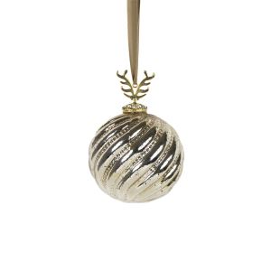 Glass decoration ball with antlers, gold