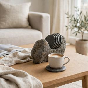 Lava stone coasters set 18 x 12 x 17 cm Lava stone coasters set 18 x 12 x 17 cm