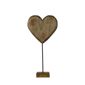 Stojací dekorace srdce z mangového dřeva 35 cm