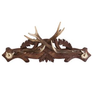 Engraved coat rack with 2 deer antlers
