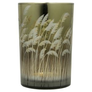Svícen na čajovou svíčku, velký, motiv travina, 18 cm