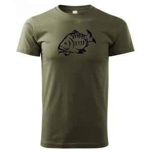 Cotton T-shirt with print, carp, size XL