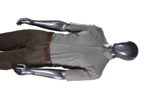 Men's short-sleeved shirt, dark grey check, size 38