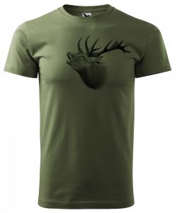 Bavlněné triko s černým potiskem jelena, vel. XXXL
