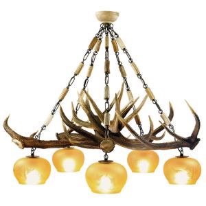 Deer antler chandelier with 5 lamps