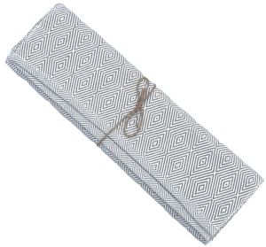 Linen table runner, beige with pattern 40 x 140 cm