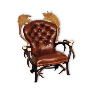 Deer antler armchair King -  3 - Cognac