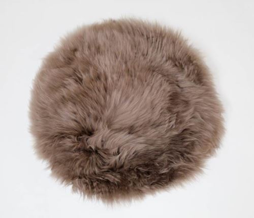 Sheepskin seat plate taupe shade, diam. 37 cm
