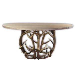 Dinning table oval - top bleached oak, deep structure