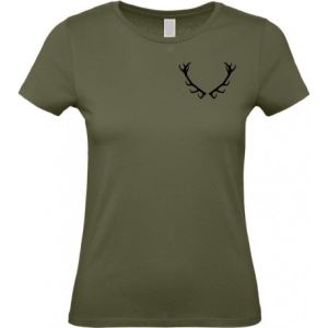 Women's cotton slim T-shirt with print, antlers, size L