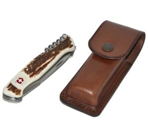 Leather knife case with a belt clip for Swiss knife Victorinox Ranger