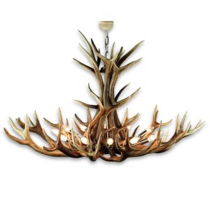 Oval deer antler chandelier with 12 stainless sockets