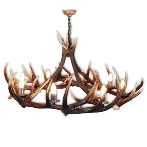 Round deer antler chandelier with 8 candle lamps