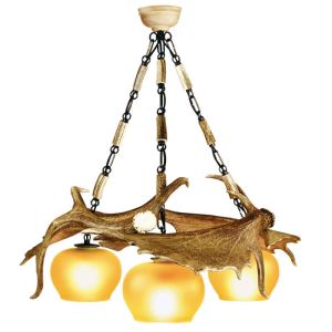 Bigger fallow deer antler chandelier with 3 lamps