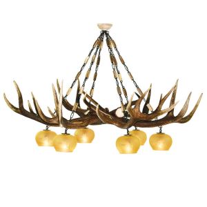 Deer chandelier of robust antlers
