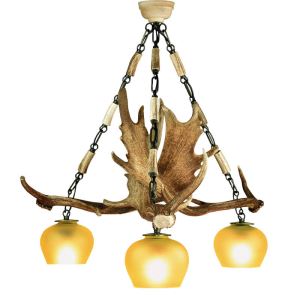 Fallow deer antler chandelier with 3 lamps