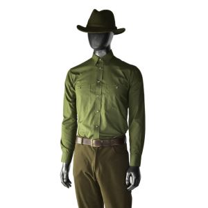 Men's long-sleeved shirt, dark green without motif, size 38