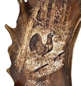 Smaller fallow deer wall lamp with motive - capercaillie
