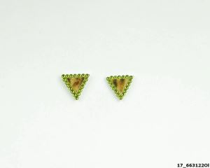 Náušnice trojúhelníček z paroží s Olivine  Crystals a dříkem z chirurgické oceli 316L