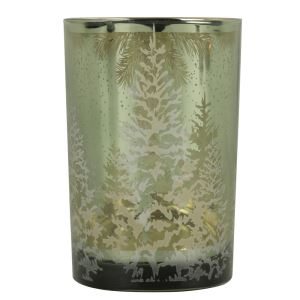 Svícen na čajovou svíčku, velký, motiv borovice, 18 cm