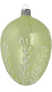 Glass Easter eggs clear green with flowers