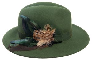 Dámský srstěný klobouk zelený, vel. 55