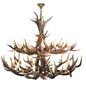Two-storied deer antler chandelier Konopiste ARTURE 20 candle lamps 130x130cm 153601