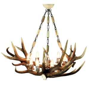 Deer antler chandelier with 9 candle lamps