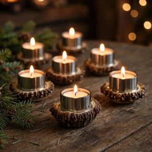 Stainless deer antler tea candleholder for 1 candle